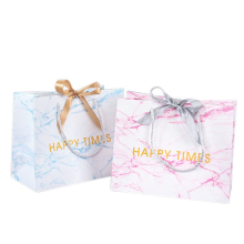 Custom fine marble printing shopping gift packaging paper bag wholesale